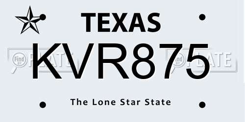 KVR875 Texas License Plate