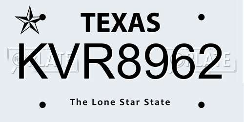 KVR8962 Texas License Plate