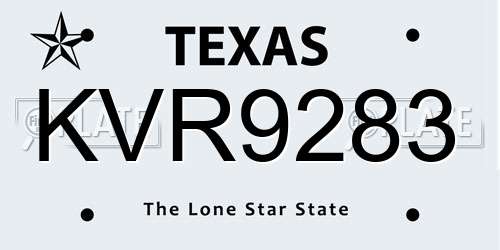 KVR9283 Texas License Plate