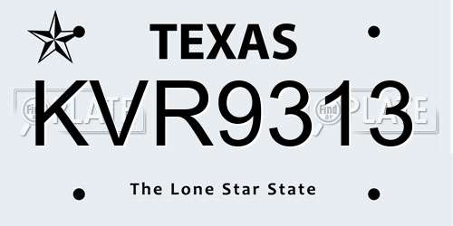 KVR9313 Texas License Plate