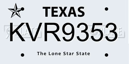 KVR9353 Texas License Plate