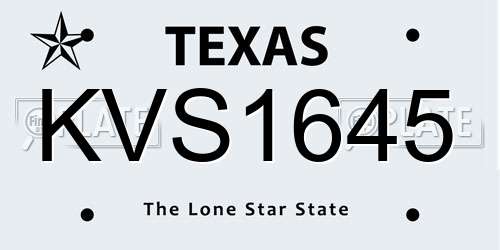 KVS1645 Texas License Plate