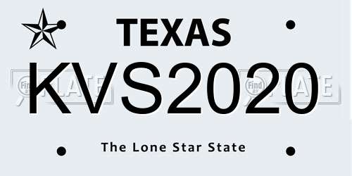 KVS2020 Texas License Plate