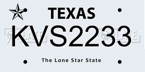 KVS2233 Texas License Plate
