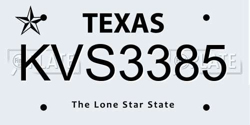 KVS3385 Texas License Plate