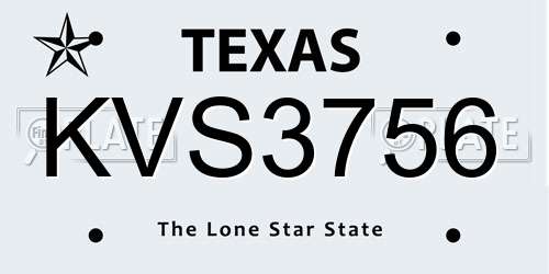 KVS3756 Texas License Plate