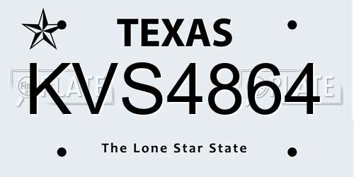 KVS4864 Texas License Plate