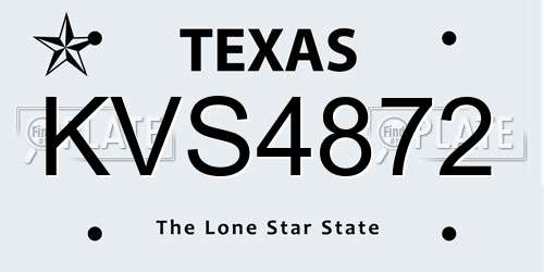KVS4872 Texas License Plate