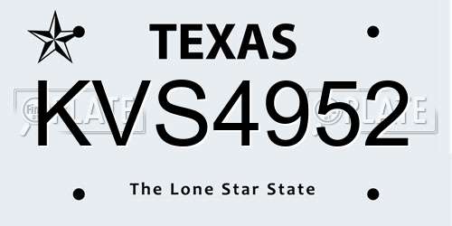KVS4952 Texas License Plate