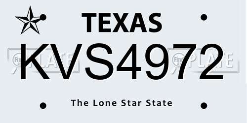 KVS4972 Texas License Plate