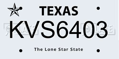 KVS6403 Texas License Plate