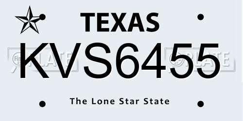 KVS6455 Texas License Plate