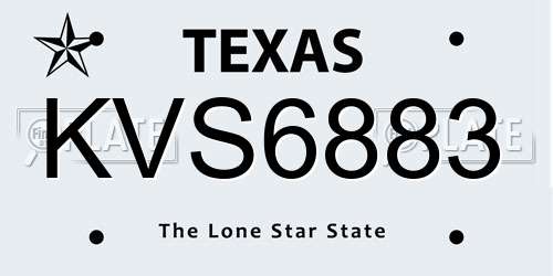 KVS6883 Texas License Plate