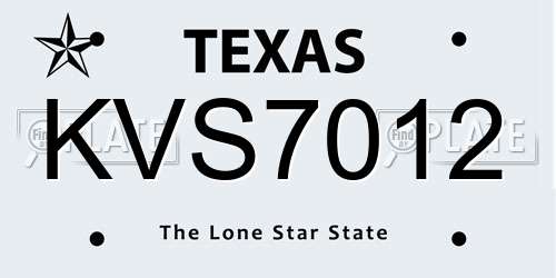 KVS7012 Texas License Plate