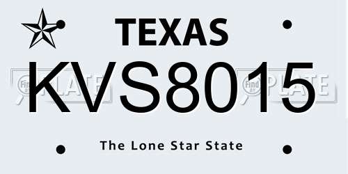 KVS8015 Texas License Plate