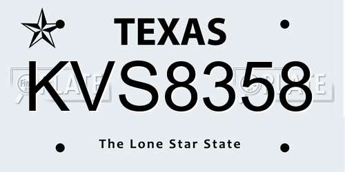 KVS8358 Texas License Plate