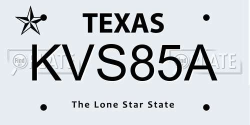 KVS85A Texas License Plate