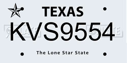 KVS9554 Texas License Plate