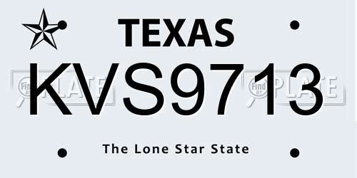 KVS9713 Texas License Plate