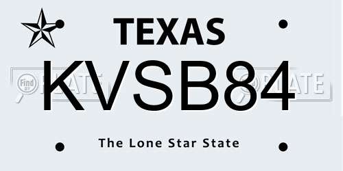 KVSB84 Texas License Plate