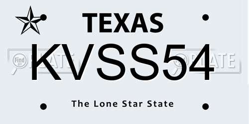 KVSS54 Texas License Plate