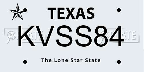 KVSS84 Texas License Plate
