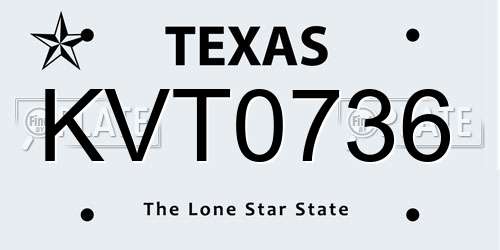 KVT0736 Texas License Plate