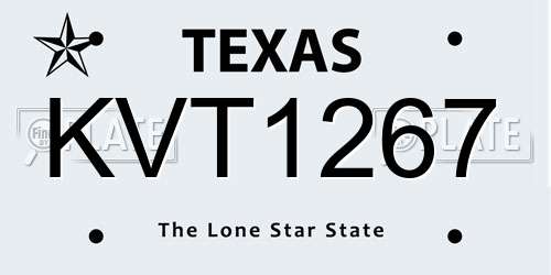 KVT1267 Texas License Plate