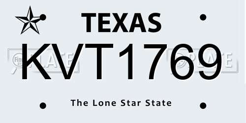 KVT1769 Texas License Plate