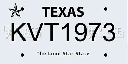 KVT1973 Texas License Plate