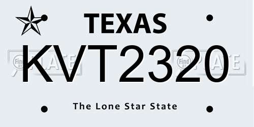 KVT2320 Texas License Plate