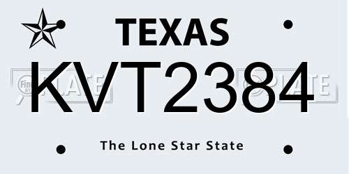 KVT2384 Texas License Plate
