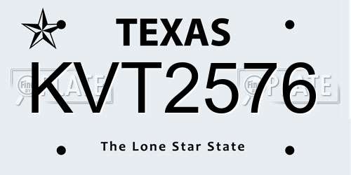 KVT2576 Texas License Plate