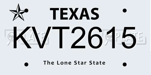 KVT2615 Texas License Plate