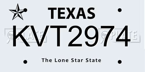 KVT2974 Texas License Plate