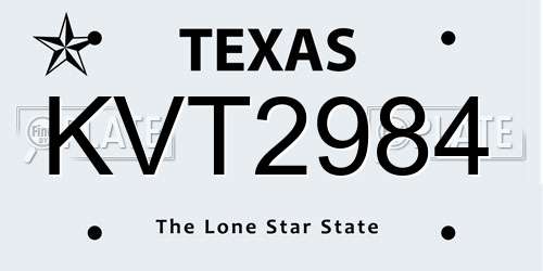 KVT2984 Texas License Plate
