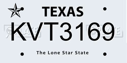 KVT3169 Texas License Plate