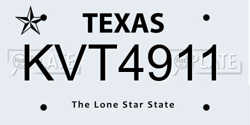 KVT4911 Texas License Plate