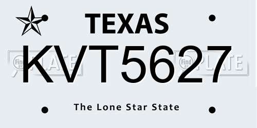 KVT5627 Texas License Plate