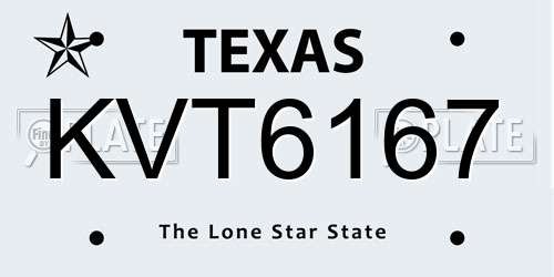 KVT6167 Texas License Plate