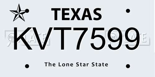 KVT7599 Texas License Plate