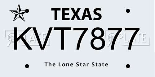 KVT7877 Texas License Plate