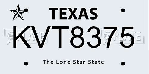KVT8375 Texas License Plate