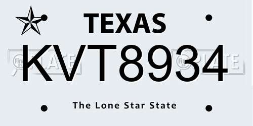 KVT8934 Texas License Plate