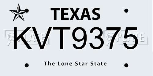 KVT9375 Texas License Plate