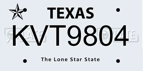 KVT9804 Texas License Plate