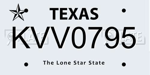 KVV0795 Texas License Plate