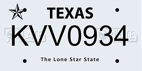 KVV0934 Texas License Plate