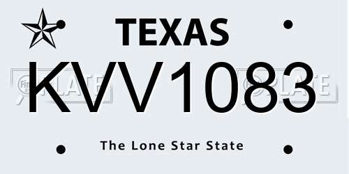 KVV1083 Texas License Plate