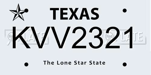 KVV2321 Texas License Plate